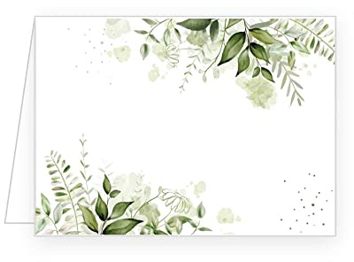 Edition Seidel Lot de 25 cartons de table de qualité supérieure - Pour mariage, anniversaire, baptême, communion, confirmation, cérémonie, cérémonie, célébration, feuilles vertes d'eucalyptus