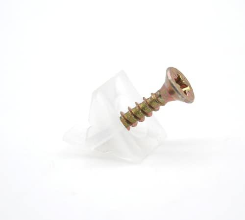 DOJA Barcelona | Cuñas Panel Armario | Pack 125 | Sujeta Cajones | con Tornillo 3,5 * 20mm | Cuñas de Cajon Plastico | Soporte de Fijacion | para Reparador de Mesitas de Noche, Organizar cajones