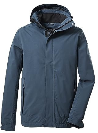 Killtec funktionell jacka för män, utomhusjacka med dragkedja huva, KOS 87 MN JCKT_XENIOS, stålblå, 4XL, 39147-000