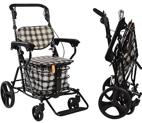 Déambulateur avec siège rembourré extra large pour personnes âgées, déambulateur vertical tout terrain, avec dossier et accoudoirs, sacs de rangement pour repose-pieds