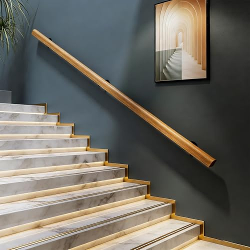 Pasamanos De Escalera De Madera De 50-600 Cm, Apoyabrazos De Seguridad Para Personas Mayores Montados En La Pared, Parapeto Para Pasillos, Barandillas Para Terrazas De Lofts (C, 120cm)
