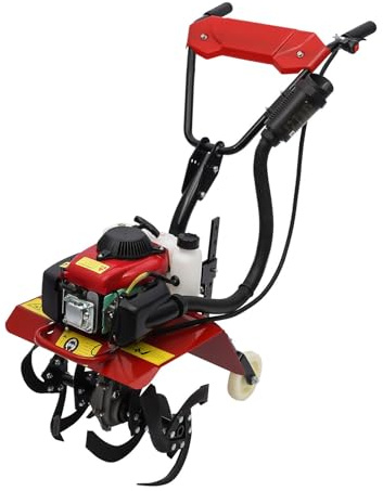 BFDIEEM 4-Stroke 63CC Gas Powered Tiller Cultivator Garden Yard Rototiller Tilling Tool Gas Tiller- Ideal for Garden, Lawn, Soil Cultivation, Weed & Digging