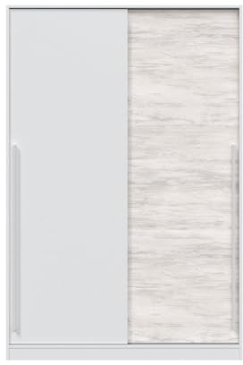 HOGAR24 ES - Armario 2 Puertas Correderas para Dormitorio o Habitación, Color Blanco Artik y Blanco Velho, Medidas: 120 cm (Largo) x 200 cm (Alto) x 50 cm (Fondo)