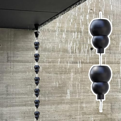 Catena da Pioggia Catena Nera Raccoglipioggia per Drenaggio Grondaia, Deviatore di Grondaia per Giochi D'acqua Esterni, Catenelle per Grondaie Regolabili con Gancio ( Color : Style 2 , Size : 1m (3.3f
