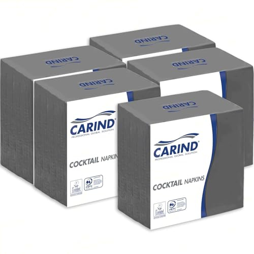 Sicignano | Packung mit 100 x 20 Stück Servietten Papierservietten Taschentücher 2-lagig 24 x 24 cm Cocktails aus Zellulose geprägt 1/4-Falz grau - Aperitif Party Bar Hotel Pub