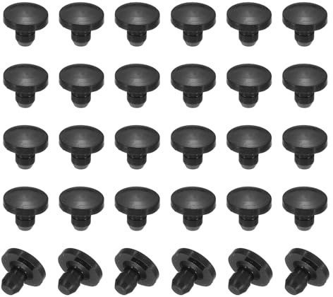 PATIKIL 30 Stück 3mm Durchmesser Silikon Abdeckkappen für Bohrlöcher, in Riegelform Möbel Lochverschluss Knopf Schutzabdeckung Gummistopfen für 3mm Loch zum Abdichten, Schwarz.