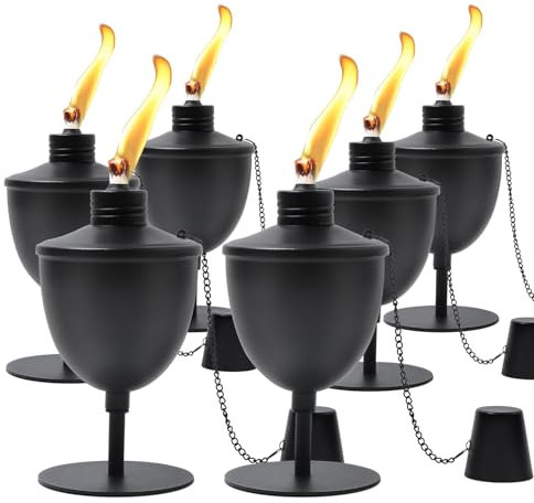 ZSPENG 6 Pack Upgraded Tabletop Torches ,14 oz Citronella Torches for Outside, Refillable Outdoor Flame Torch Light, Comes with Wicks,Covers and Funnel , Ideal for Parties, Garden Decor, DIY
