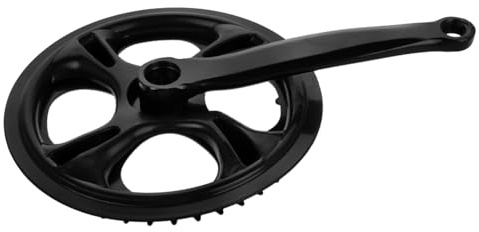 Supvox Fahrrad Kurbelgarnitur Singlespeed mit 42 Zähnen aus Kohlenstoffstahl Universell Kompatibel für Mountainbike und Fahrrad mit Kettenschutz Schwarz