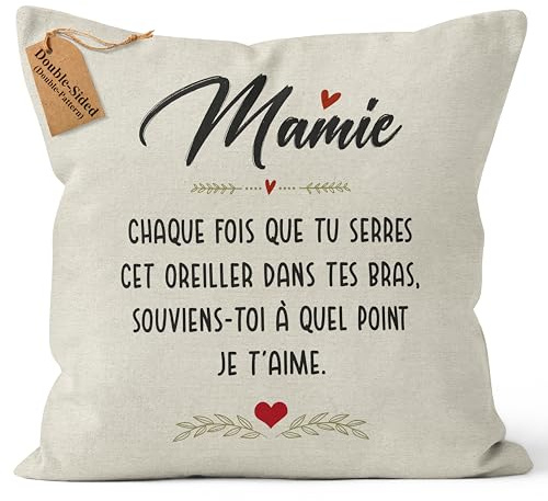CROWNLY® Housse de Coussin Personnalisé 45x45 Cadeau Mamie Idée Décorative pour Anniversaire