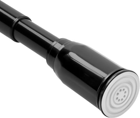 Duschvorhangstange, Duschstange ohne bohren 110-200cm, ∅ 32mm Teleskopstange Vorhang aus Kohlenstoffstahl, Klemmstange für Gardinen, Schwarz