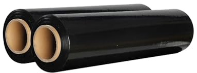 HIBRON Film Estirable Negro, 50 cm de Anchura, 23 Micras de Espesor, Estirable hasta 200m Largo, Autoadherente, Alta Flexibilidad, Muy Resistente. (2 Rollos)