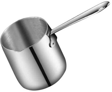 ELAYARD 1pezzi Pentolino Acciaio Inossidabile Mini Pentola Per Frittura Profonda Utensile Da Cucina Per Gas e Induzione Facile Da Pulire Senza Odore Per Latte e Burro
