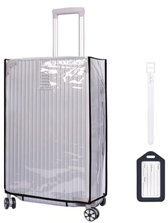 Housse de Protection Valise, Housse de Valise en PVC Transparent avec 1 étiquette de Bagage, Protège-Valise Trolley Réutilisable, Housse de Valise Imperméable, pour affaires, voyages (28 pouces)