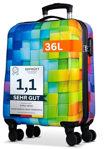 NOWI Premium Handgepäck Koffer 55x40x20cm - passend für Ryanair, Lufthansa, Eurowings und co. I 36L Handgepäck Koffer mit sanften Rollen und praktischem Zahlenschloss, Reisekoffer (M)