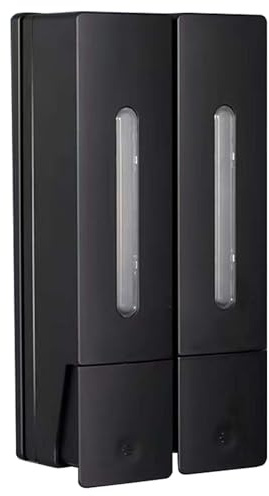 Tvåldispenser, väggmontering utan borrning, 2 x 400 ml duschgeldispenser, vägg, 2 kammare, ABS-tvåldispenser, dusch, diskmedelsdispenser, manuell dispenser för schampo, duschgel, sköljning