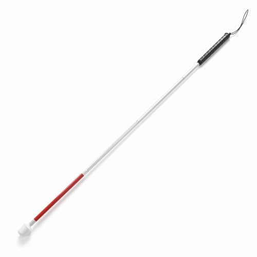 Ruaizel Bastone pieghevole per tende da 110 cm, 4 sezioni, in lega di alluminio, regolabile, bastone pieghevole riflettente bianco per persone con problemi di vista e non vedenti (110 cm)