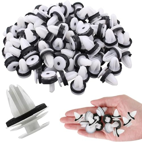 25 clip di fissaggio universali in plastica per pannelli paraurti, rivetti a pressione in plastica, per portiere auto, bagagliai, porte interne paraurti (bianco)