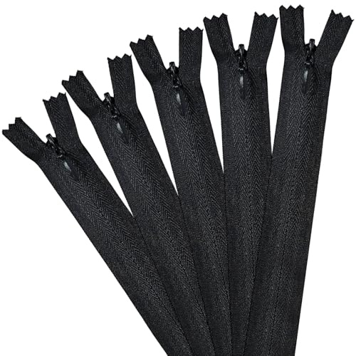 5Pcs Invisible Zip, 40cm/16 Inch Zip Nylon Zips for Sewing Concealed Invisible Zipper for Tailor Sewing Accessories Pillows Cushions Skirts Pants Clothes Bags (Black)