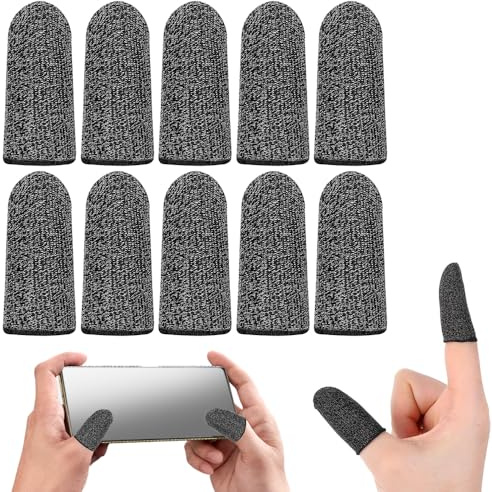 JUGUTA 20 Protectores De Dedos De Fibra Plateada Ultrafinos Con Borde Negro Resistentes Al Sudor Para Pantallas T Ctiles Y Juegos Aptos Para Todo Tipo De Pantallas T Ctiles