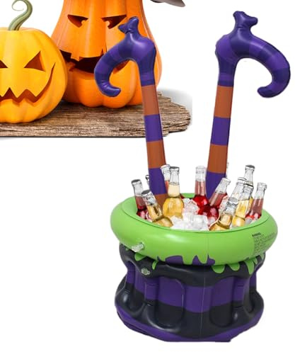 Tisujune Blow Up Cooler for Parties - Witch Pot Cold Drinks Tub - Portable Large Ice Bucket for Outdoor Cocktail Beach Birthday Parties Wine Commercial Halloween Restaurant Camping