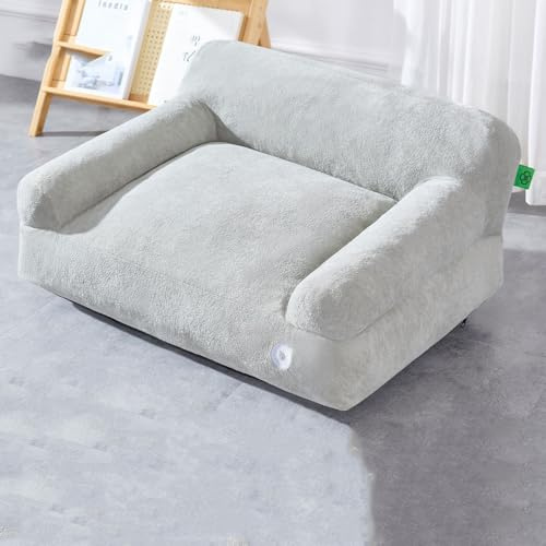 Miaogoo Sofá cama ortopédico de espuma suave para mascotas, para gatos y perros, con respaldo antideslizante, almohadilla calmante para mascotas, cojín para dormir con funda extraíble (75 x 55 cm