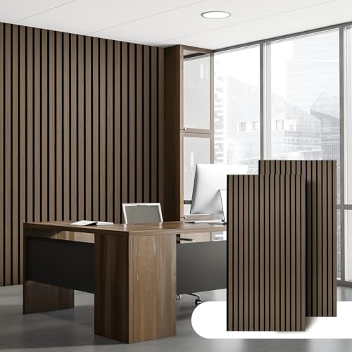 Jaxguom Akustikpaneele Holz 120x60cm,2 Stück Wandpaneele Holz zur Raumakustik-Verbesserung,3D Paneele Wand für Innenräume,Wandverkleidung,Holzpaneele Wand mit Holzfurnier & Filz,Schwarz Walnuss