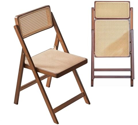 Silla plegable de madera con respaldo, capacidad de 330 libras, silla de comedor y camping, asiento portátil para dormitorio, conferencia, lectura e invitados (nogal)