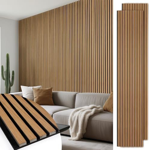 LARWORKS Akustikpaneele Holz 240x60cm, Teak, 4 Stück