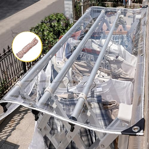 Telone in PVC trasparente, impermeabile, resistente agli strappi, per casa e giardino, antipolvere, con occhielli, spessore 0,35 mm, in plastica morbida, dimensioni personalizzate (140 cm x 150 cm)