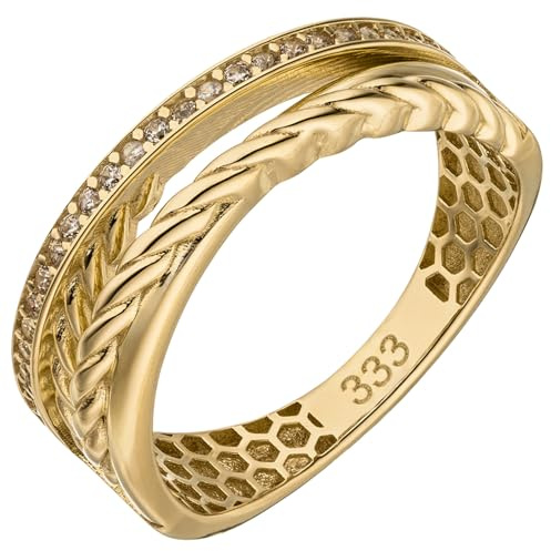 Jobo Damen-Ring 7 mm breit aus 8 Karat 333 Gold mit 26 Zirkonia Größe 64