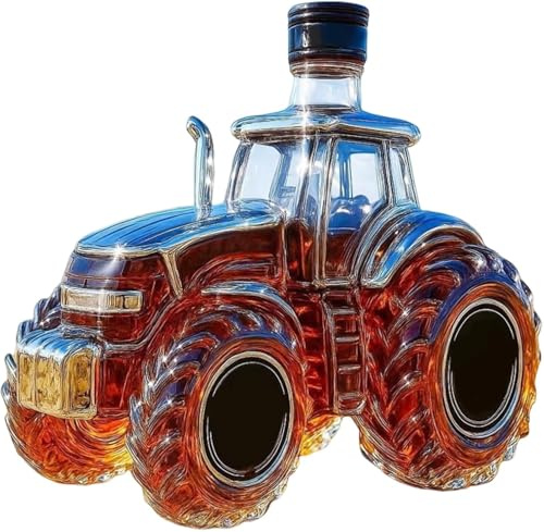 HoldOneLight Decanter da whisky da 300 ml a forma di trattore, design a forma di statua d'arte, dispenser di bottiglie vuote a prova di perdite, bottiglia di whisky creativa a forma di auto (trattori)