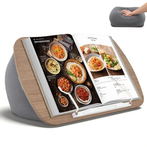 Support pour Livre, Tablette d'Appoint pour Canapé, Lit, Bureau - Cousin Porte-Livre Confortable avec Support de Pages - Compatible avec Ordinateur Portable et Tablette pour Amoureux de la Lecture