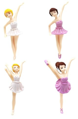 BESPORTBLE 4 Stück Ballerina Kuchenaufsatz Weiße Geburtstags Tortendeko Ballerina Figur Tortendekoration für Mädchen Geburtstagsfeier