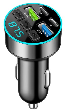 Car Bluetooth Transmitter,Bluetooth Car Adapter, Fm Bluetooth Transmitter Adapter Fast Charging Hands-Free Calling