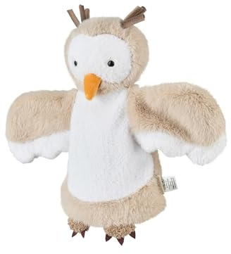 Sterntaler Handpuppe Eule aus weichem Flausch, Kinder- und Babyspielzeug, Kopf wattiert mit Polyesterwatte, 28 × 34 × 6 cm – braun