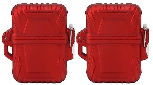 Adfaga Étui pour Briquet Torche Durable, Verrouillage sécurisé, Housse Portable pour Camping en Plein air Voyage, Plastique classé IP56, Alliage de Zinc, 2 pièces 42g (Rouge)