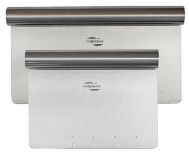 2 set premium bench scraper rostfritt stål degkort stor degskrapa degskärare degspatel skrapa kök för kakor, kaka, pizza, tårta, dough, bakredskap (20 x 11,3 + 15 x 11,3 cm)