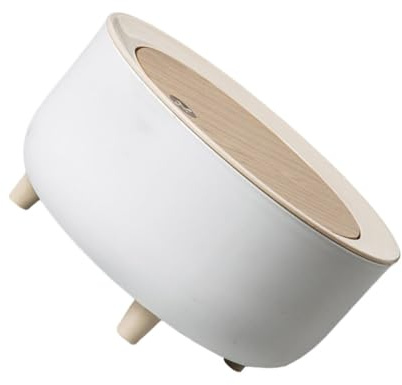 TOKIDNY Cestino Rifiuti da Scrivania 2l con Coperchio, Bianco, Ufficio | Contenitore da Tavolo a Pressione, in Pp e Abs, Stile Semplice, per Bagno e Lavoro Quotidiano