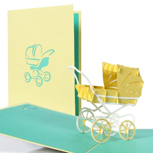 Tarjeta de nacimiento, neutra, chico, niña, tarjeta de felicitación para bebé, elegante, tarjeta pop up, G13.4