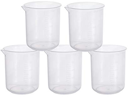 Othmro Plastic Laboratory Water Liquid Container Measuring Beaker 500ml 5Pcs Good for Kitchen Bake