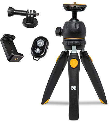 KODAK PhotoGear Mini Adjustable Tripod with Remote, Black