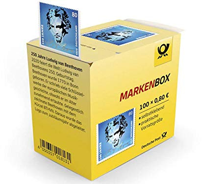 100x Briefmarken Markenbox a 0,80 € selbstklebend 100er-Rolle Deutsche Post 250. Geburtstag Ludwig van Beethoven