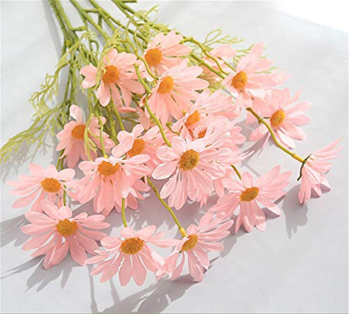 SWECOMZE10 Stücke Künstliche Gänseblümchen, Kunstblumen Plastikblumen Deko, Unechte Blumen für Vase Balkon Herbstdeko Party Büro Hochzeit (Pink)