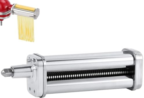 Pasta Roller Maker Zubehör Set, Edelstahl Spaghetti Cutter KitchenAid Pasta Press Zubehör Pasta Maschinenteile Pasta Attachment für Küchenhilfe Stand Mixer (Dünne Klinge)