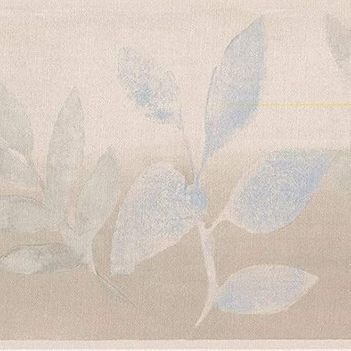 CONCORD WALLCOVERINGS ™ Wallpaper Border Garden Abstract Pattern Leaves for Living Room Bedroom, Beige Pastel Blue Green, 7 Inches by 15 Feet NT75991