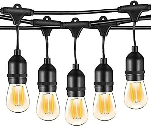 Gorssen Catena Luminosa Esterno, 49FT/15M Catena luminosa interno LED Esterno con 15 S14 Bulbi, Vintage Luce per Patio All'Aperto Giardino Festa Decorazione di Esterni Interni