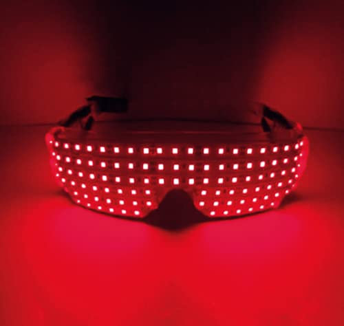 LED Glasses, Light Up Glasses Visor Glasses Wireless El Wire Neon Rave Glasses for Cosplay Halloween Bars Clubs Parties (Louver, Red)