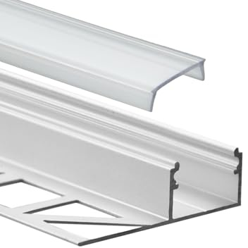 GX-FP2 LED Alu Fliesenprofil 10 mm silber für LED-Streifen 3m klar | Für sauber eingelegte LED-Streifen mit geschützter Führung und gleichmäßiger Lichtverteilung, Abdeckung klar