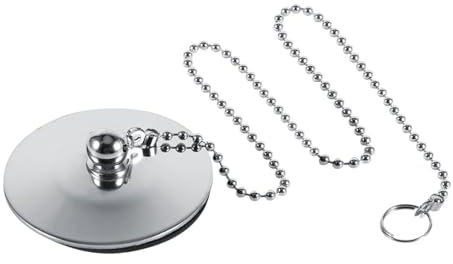 VIFERR Bouchon de Baignoire Universel, Bouchon D'evier en Acier Inoxydable Caoutchouc avec Chaîne à Billes, Attrape-Cheveux pour Salle de Bains pour Evier Lavabo de Baignoire de Cuisine, 42mm