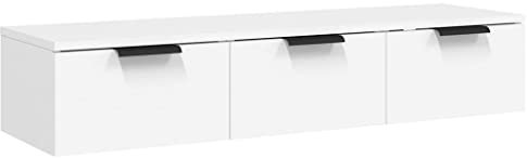 vidaXL Armario de Pared Mueble Aparador Almacenaje Cajones Colgante para TV Estante Flotante Salón Decoración Madera Contrachapada Blanco